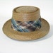 RESERVED for HF123...vintage 1950's Men's 'New Old Stock' ADAM straw porkpie. Cocoanut hat with madras band. Size 7 1/4.