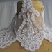 White Lace Organza Trim with faux pearls and sequins - 6.5 Inches wide