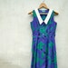 Vintage Violet and Green Flower Woven Scallop Collar Day Dress