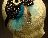 Items similar to Polka Dot and Blue Headband on Etsy