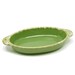 Hull Au Gratin Dish, Avocado Green Ceramic Casserole with Multi Color Drip Glaze, Hull Oven Proof Serveware, ca. 1960s