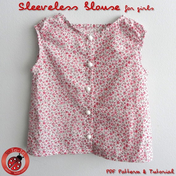 Items similar to Sleeveless blouse for Girls and Fabric Flower - 12M to ...