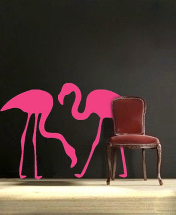 2 Flamingo vinyl wall DECALs interior design sticker art