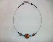 Eye of the Tiger  Necklace Semi Precious Tiger Eye Turquoise