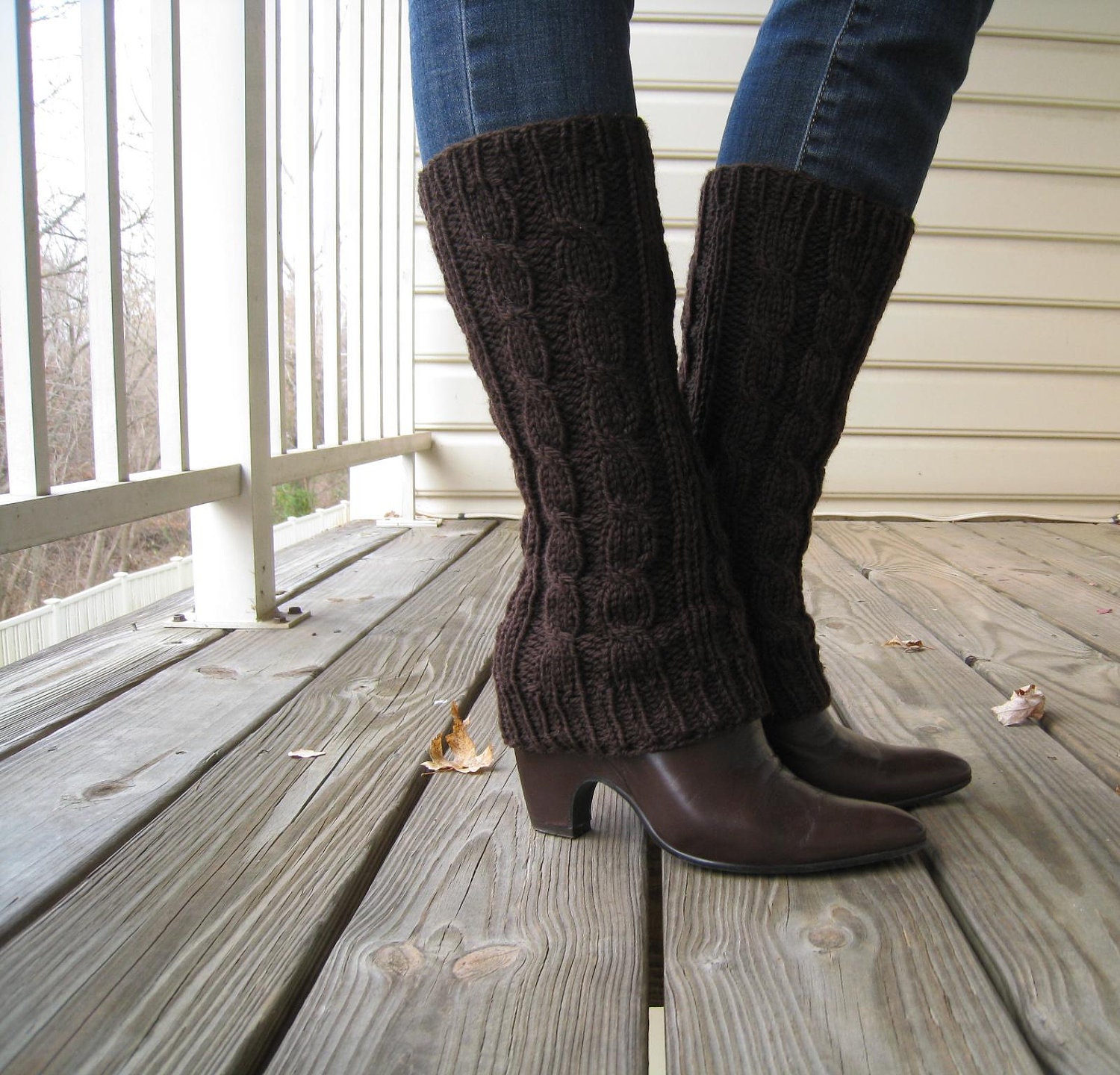 Hand knitted leg warmers/boot cuffs/ boot cover 100 wool