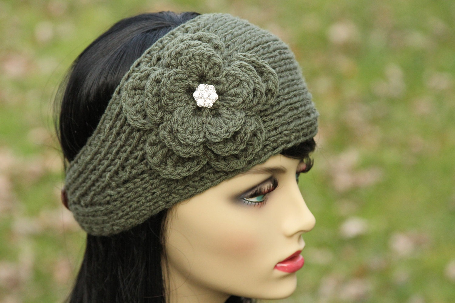 Download Headband Ear Warmer Head Wrap Hand Knit Crochet Flower