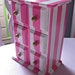 SALE Pink and White Stripe chest of drawers with Aqua interior