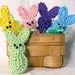 crocheted marshmallow peep style Bunnies, set of 5, ready to ship, Easter