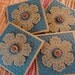 Mini Cards Blue and Tan Set of 4