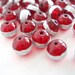 Red Glass Beads, Painted Silver Stripe, 8mm size