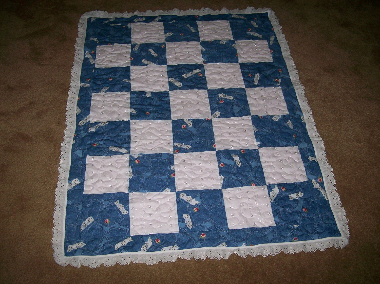 Denim and Lace Baby Quilt