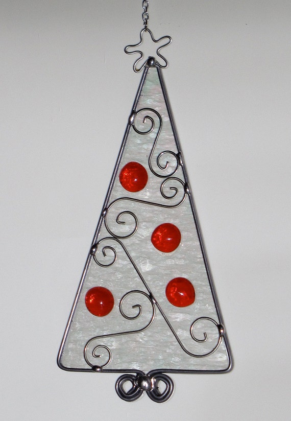 Stained Glass Suncatcher Iridescent Christmas Tree by GLASSbits