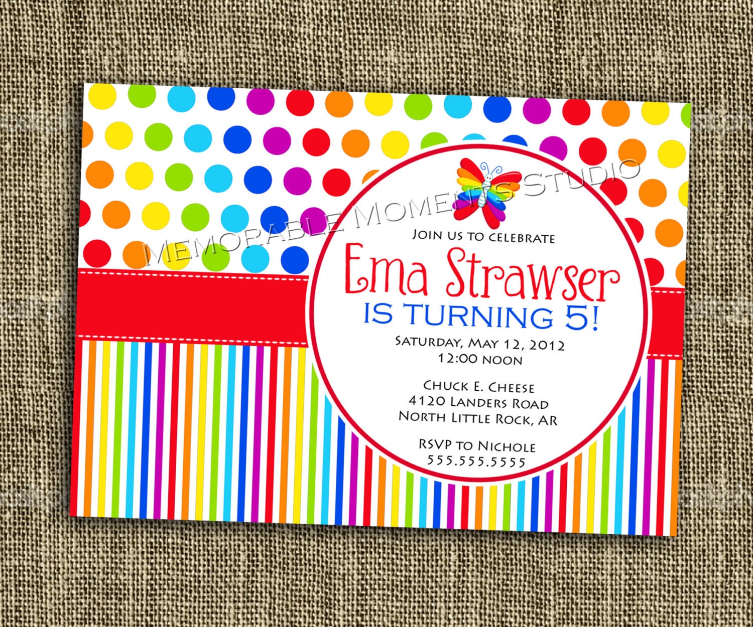 PRINTABLE INVITATION Rainbow Party Collection Bright and