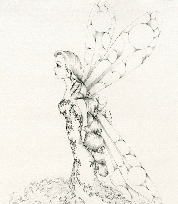 Fairy Pencil Drawing Original Drawing of a Fairy My