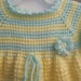 Yellow and Mint Crochet Baby Dress - Tunisian Crochet 6-12 Months - Handmade