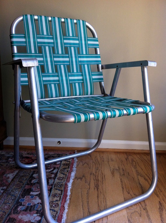 webbed folding aluminum lawn chair