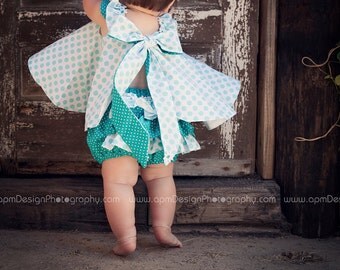 Girls Baby Toddlers Twirl Dress & Ruffled Panties Aqua ta dots 2 piece custom