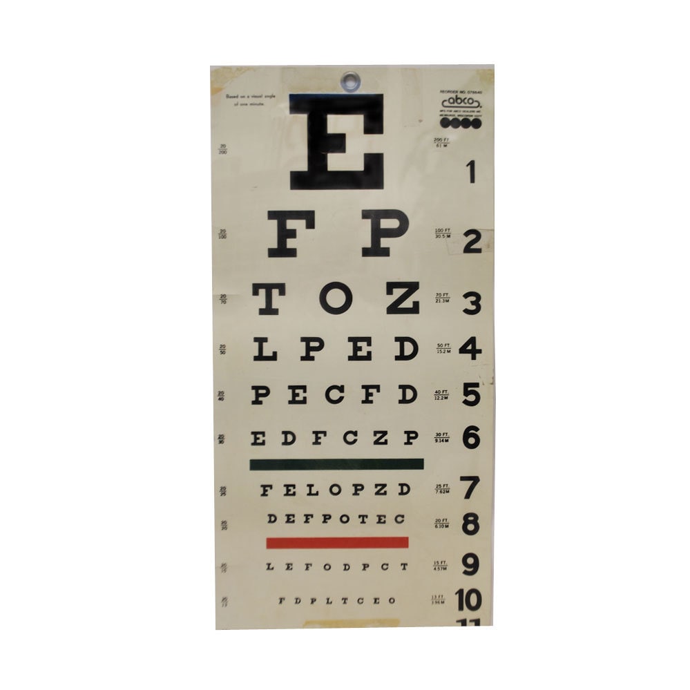 Tape Measure Test >> Vintage Eye Chart / VIsion Test / Optical Chart Tape Measure Test >> Vintage Eye Chart / VIsion Test / Optical Chart