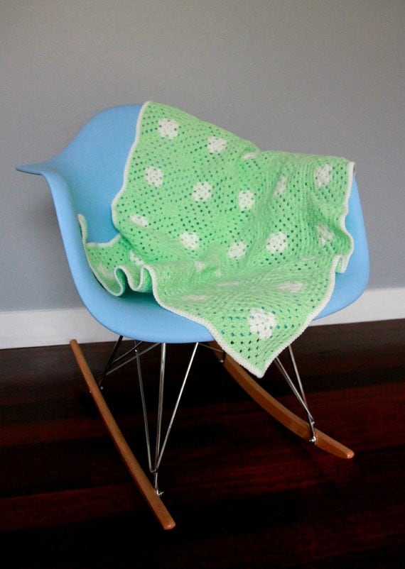 Mint Green Crochet Baby Blanket