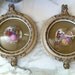 Reserved for Jen Vintage Ornate Gesso Plaster Convex Bubble Glass Frames with Victorian French Porcelain Paintings