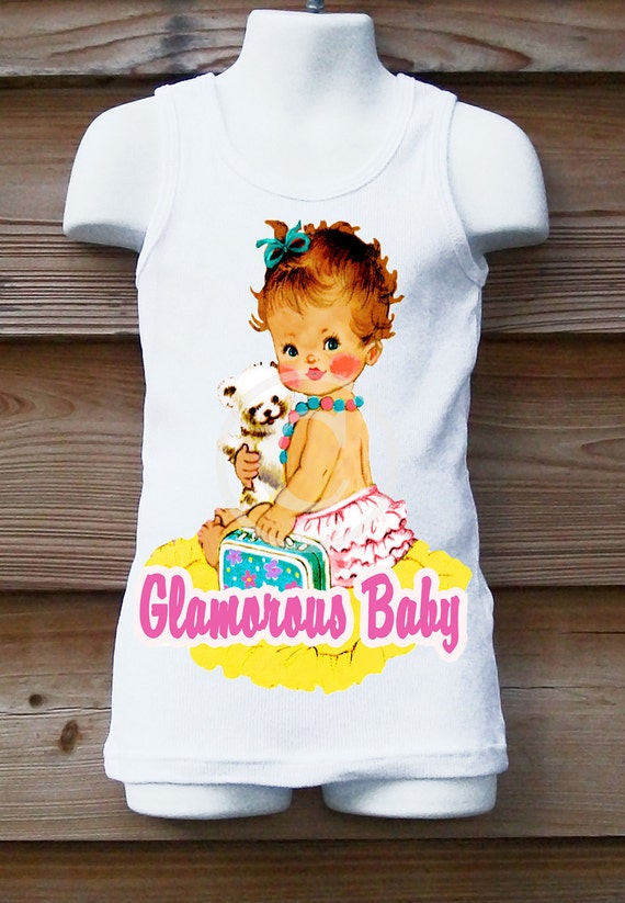 Items similar to Vintage Glamorous Baby Tank Top or Cap Sleeve Tee