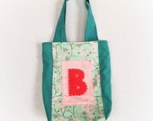Personalized Handbag, Teal Tote Bag for Girl, Pink Cherry Blossom, Spring Easter Il_170x135