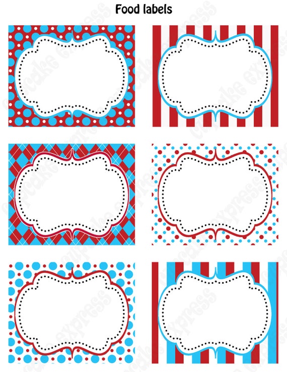 Dr. Seuss Inspired 1st Birthday Party PRINTABLE Food Labels