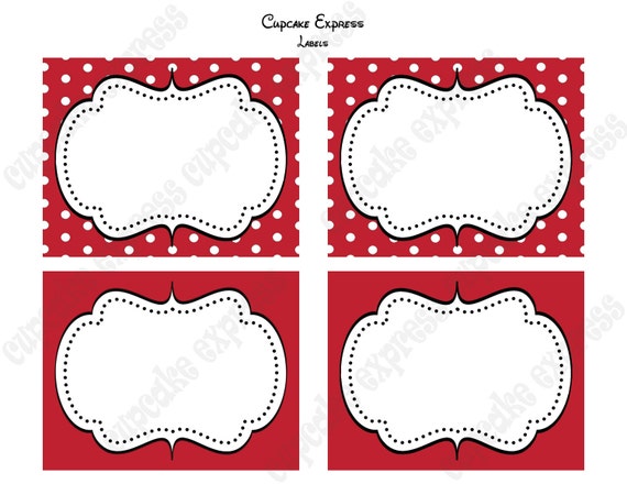 INSTANT DOWNLOAD diy Minnie Mouse Birthday Party PRINTABLE Food Labels Red display cards - Cupcake Express Il_570xn
