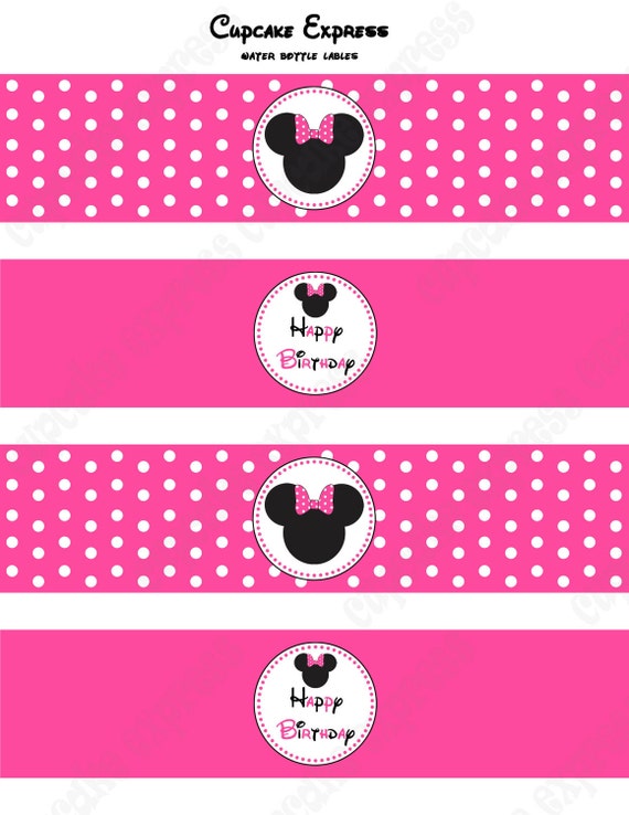 items similar to diy minnie mouse printable birthday party water bottle