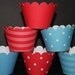 Blue Red Mix Cupcake Wrappers holder wrap Dr. Seuss thing 1 thing 2 polka dots stripes solids