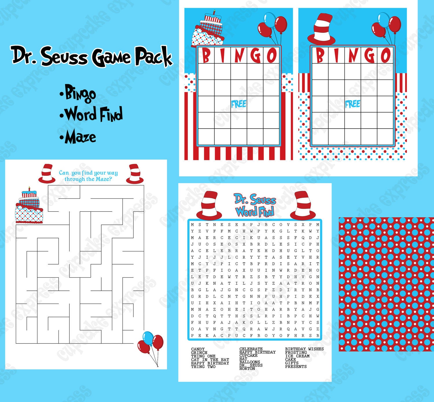 Dr. Seuss Inspired 1st Birthday Party PRINTABLE Food Labels