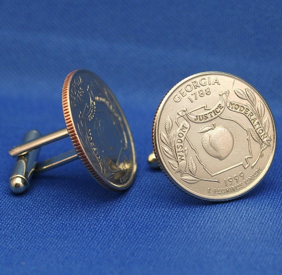 Peach 1999 Quarter 25c USA Coin New by SubwayCufflinks