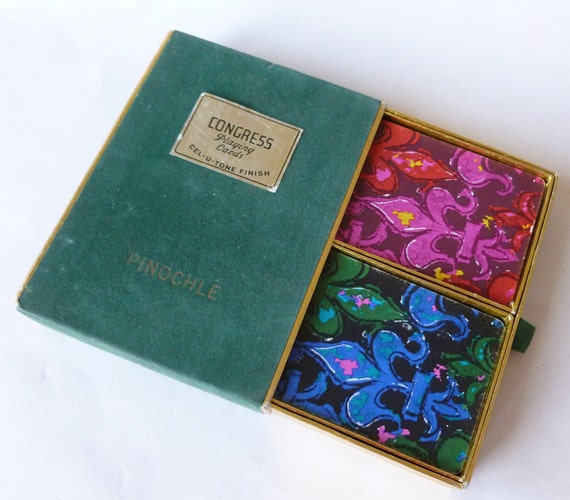 Pinochle Playing Cards by Congress Two Full Decks Mod Fleur De