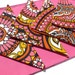 RESERVED Mod Moroccan Print Linen Placemats and Napkins Hostess Gift Set in Hot Pink, Red, Mustard Yellow, Black and White Geometric Print