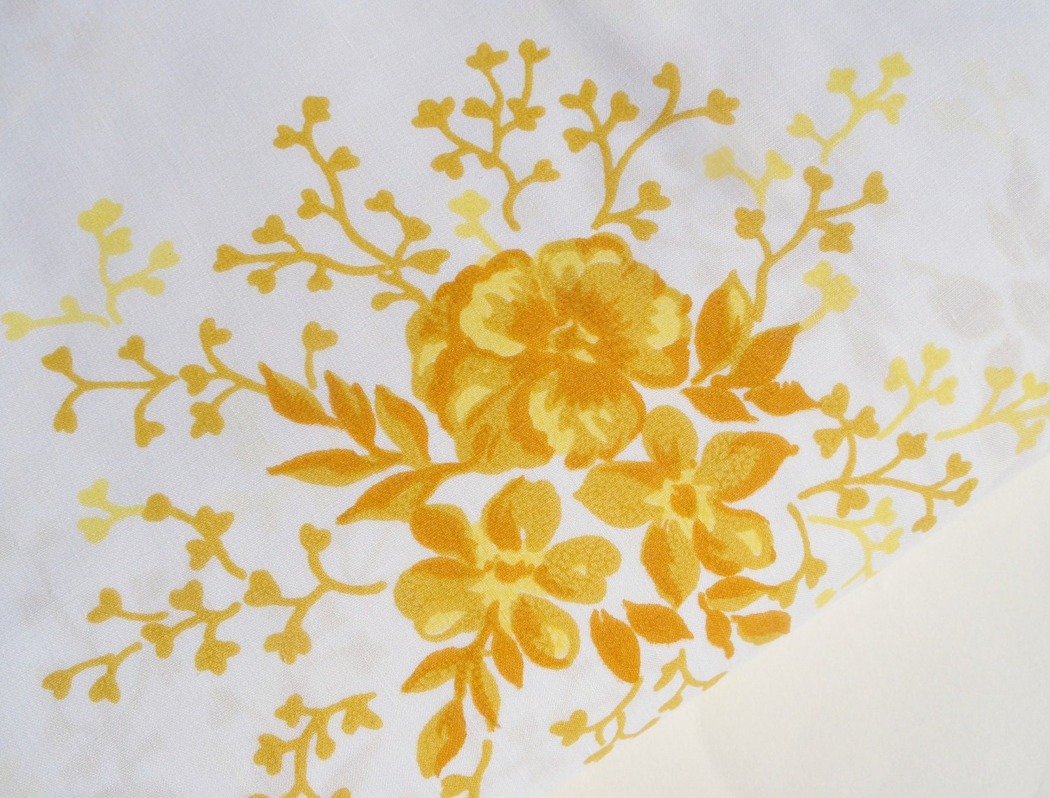 Vintage Floral King Fitted Sheet Yellow by BornAtTheWrongTime