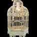 Hanging Pendant Chandelier White Cage Crystals Custom One of a Kind