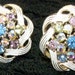 SALE-Take 20% Off- ART Enamel and Pastel Aurora Borealis Clip Earrings- Free Shipping