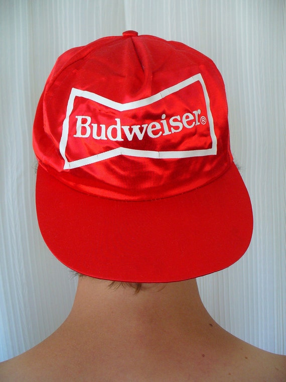 Vintage Budweiser Baseball Cap Red Satin Snap by vintageriches