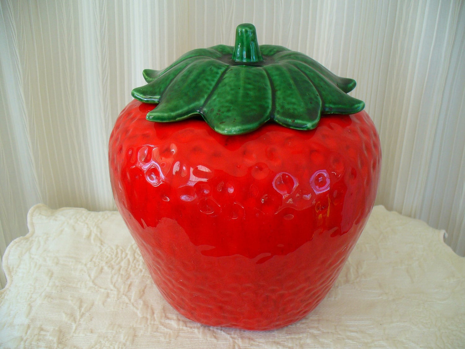 Vintage Red Strawberry Cookie Jar