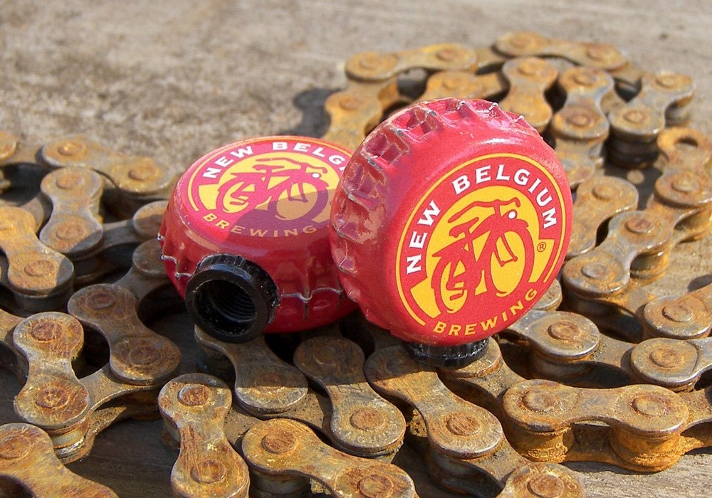 New Belgium beer bottle cap bicycle tire valve caps