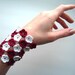 Crochet Bracelet, Crochet Flowers, Snow White Red Wine Bordo