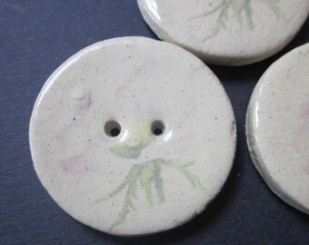 3 Wild Rose Glazed White Buttons