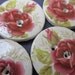 4 Tea Rose Glazed White Buttons
