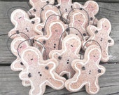 Gingerbread Salt Dough Ornaments Folksy Group of 12 / Winter Wedding Favors / Party Favors / Napkin Rings / Tree Decor