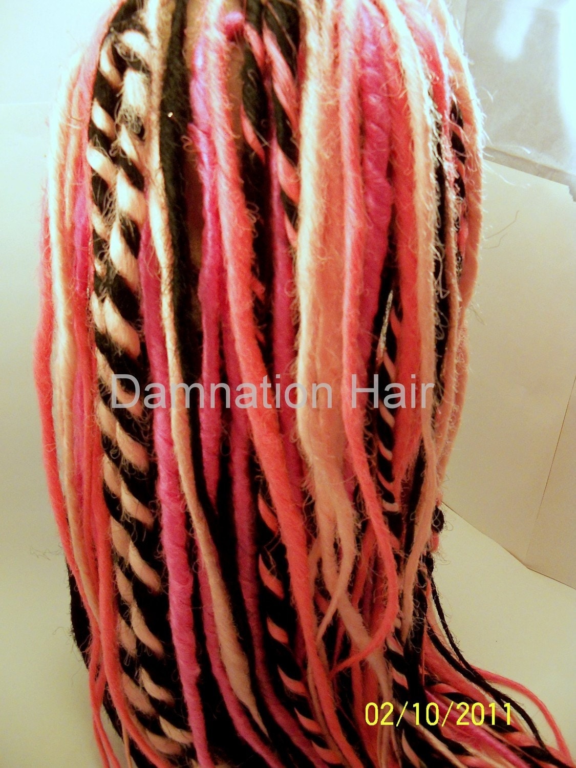 80 Synthetic Dreads Hot Pink Black Dreadlock Hair Extensions