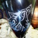 Tribal Wolf Hand Etched Chalice Blue Wine Glass