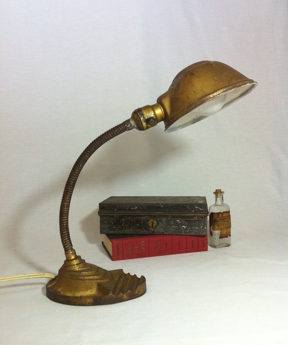 Vintage Art Deco Gooseneck Desk Lamp by GrayGardenDecor on Etsy