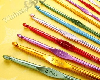 12 - Crochet Hook Set, Crochet Hooks, Crochet Needles, Crochet Knitting, Aluminum, 2.0mm - 8.0mm (C1-05)