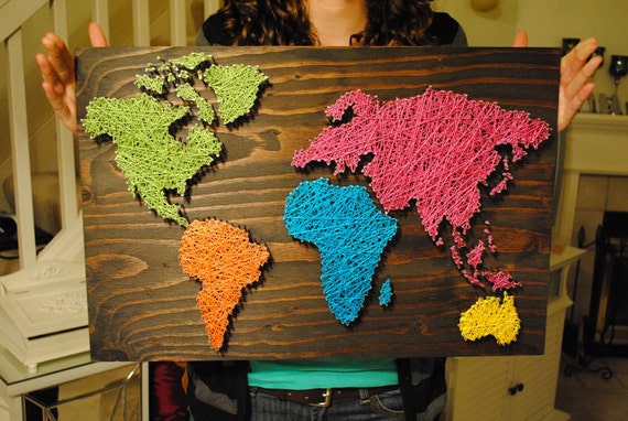 items similar to choose your colors nail wall art world map on etsy