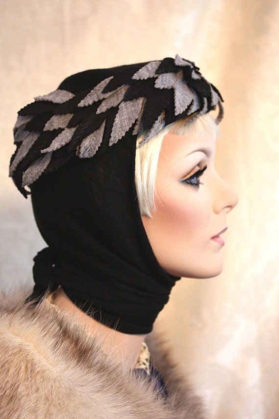 Vintage 50s Scarf Attached Marilyn Monroe Glamour Hat M